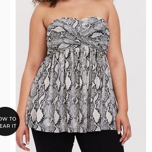 Torrid Gray Snakeskin Print Strapless Babydoll